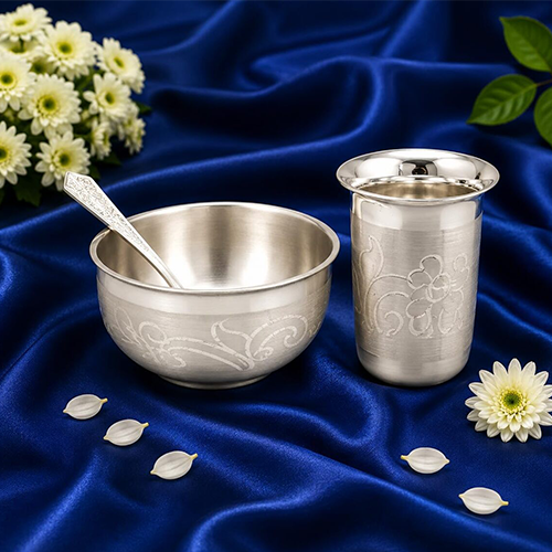 Silver Bowl with Spoon and Cup set